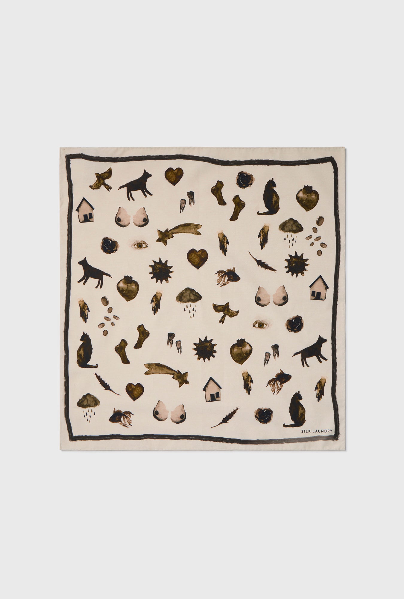 COTTON SILK SCARF MIRACLES HAZELNUT