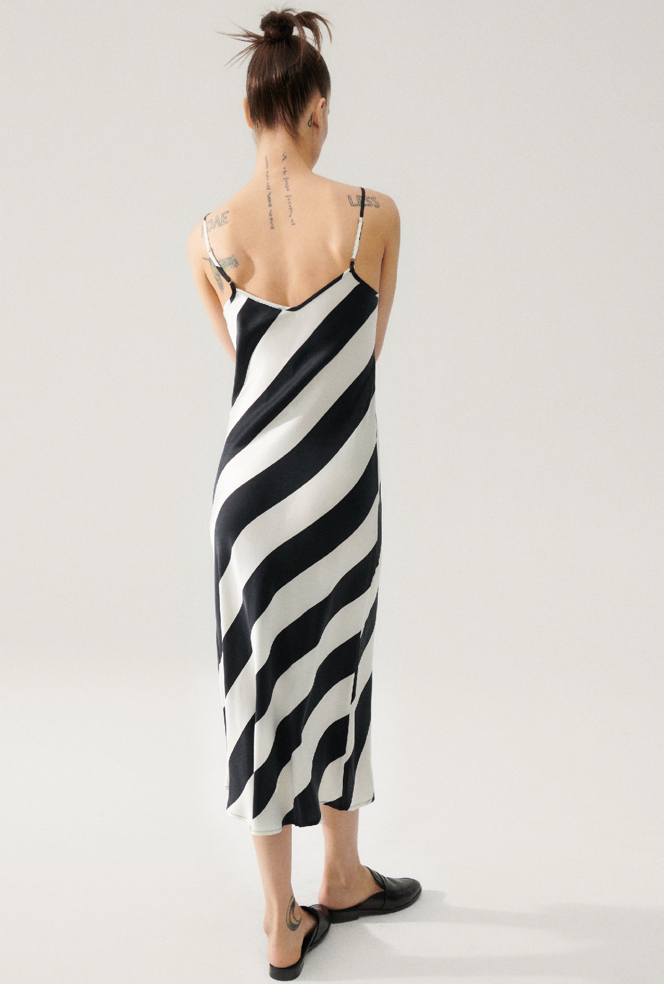 90S SLIP DRESS BLACK STRIPE