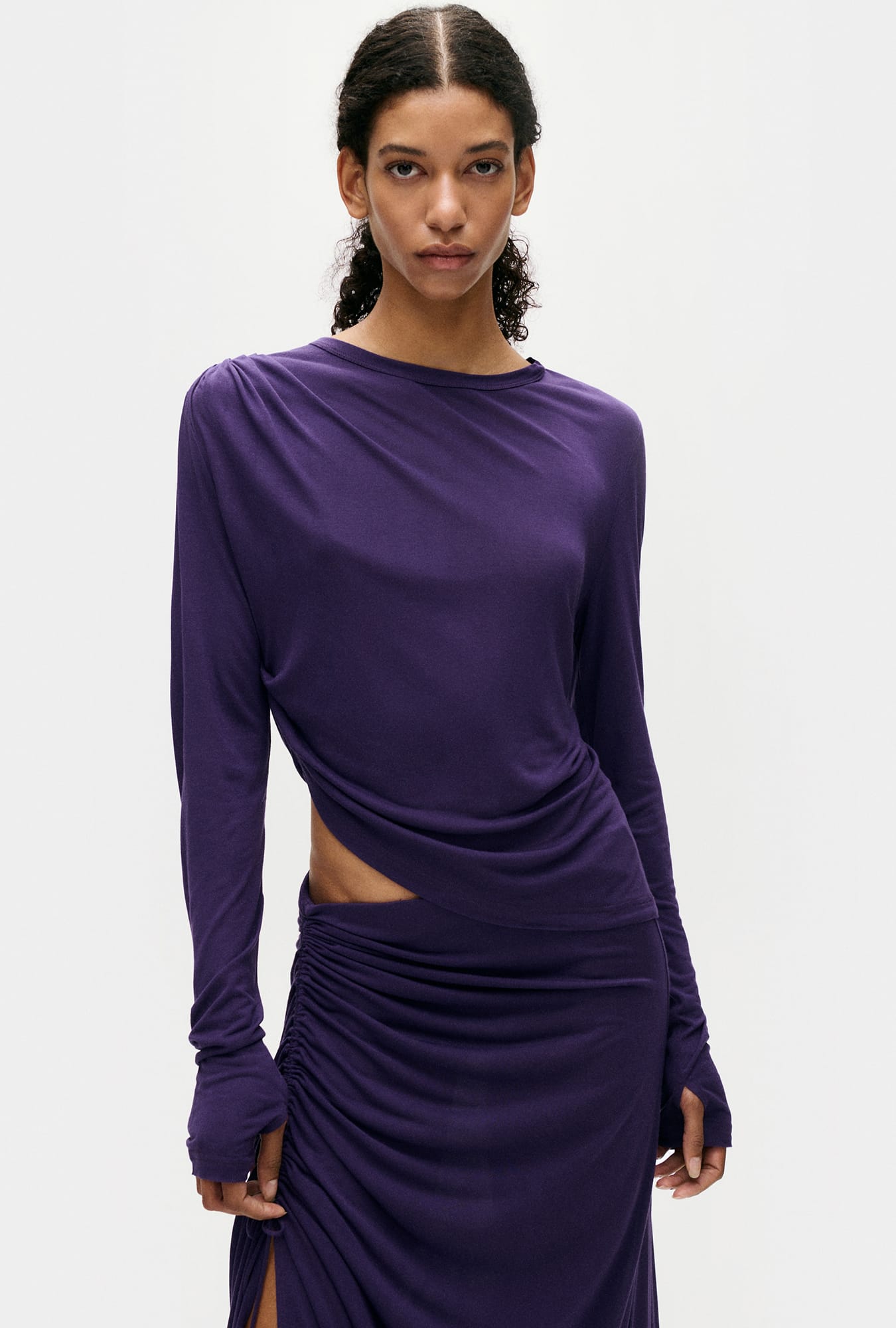 JERSEY MODAL DRAPE TOP NIGHTSHADE