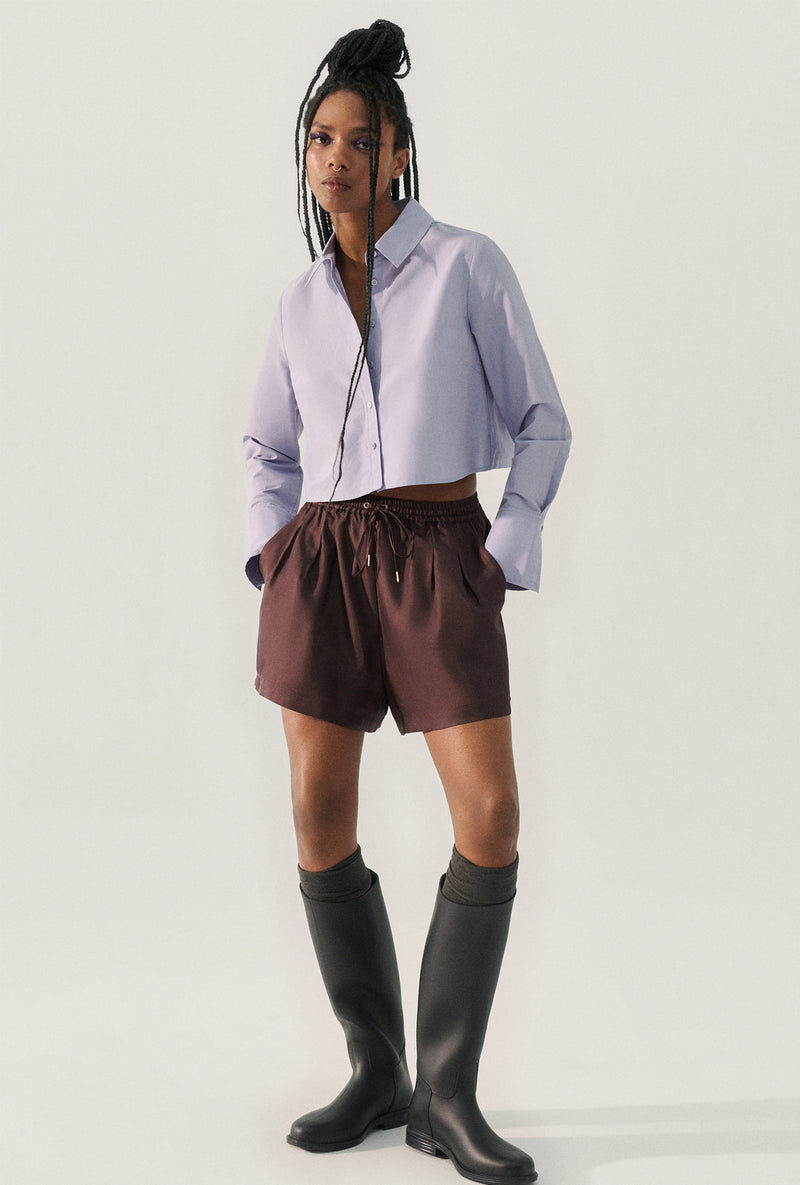TWILL SLOUCH SHORTS CACAO