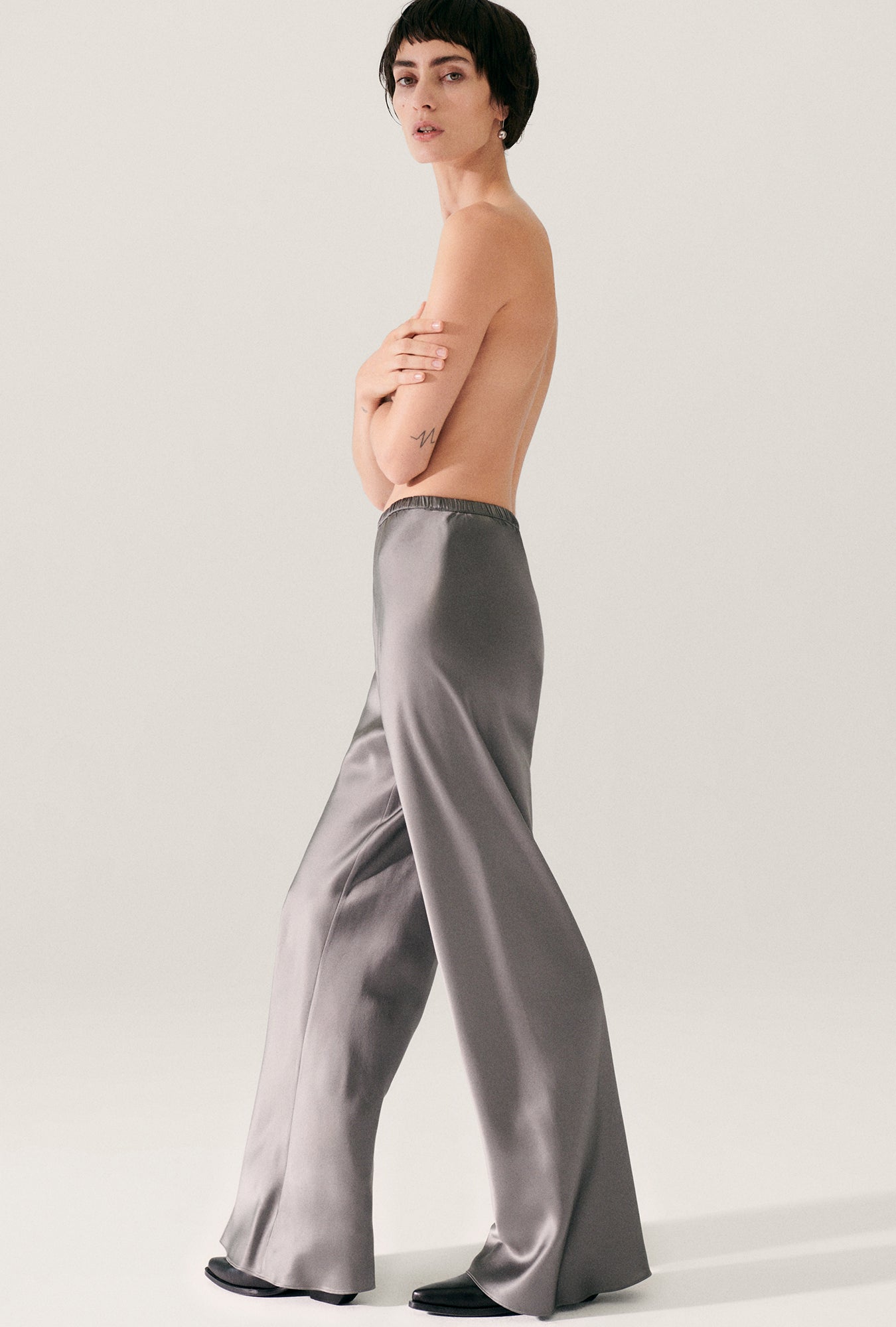 BIAS CUT PANTS GREY PEARL