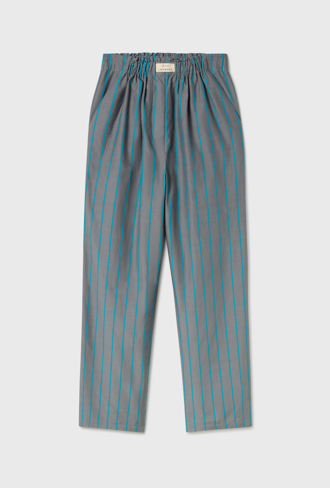 Blue striped fashion paper bag pants