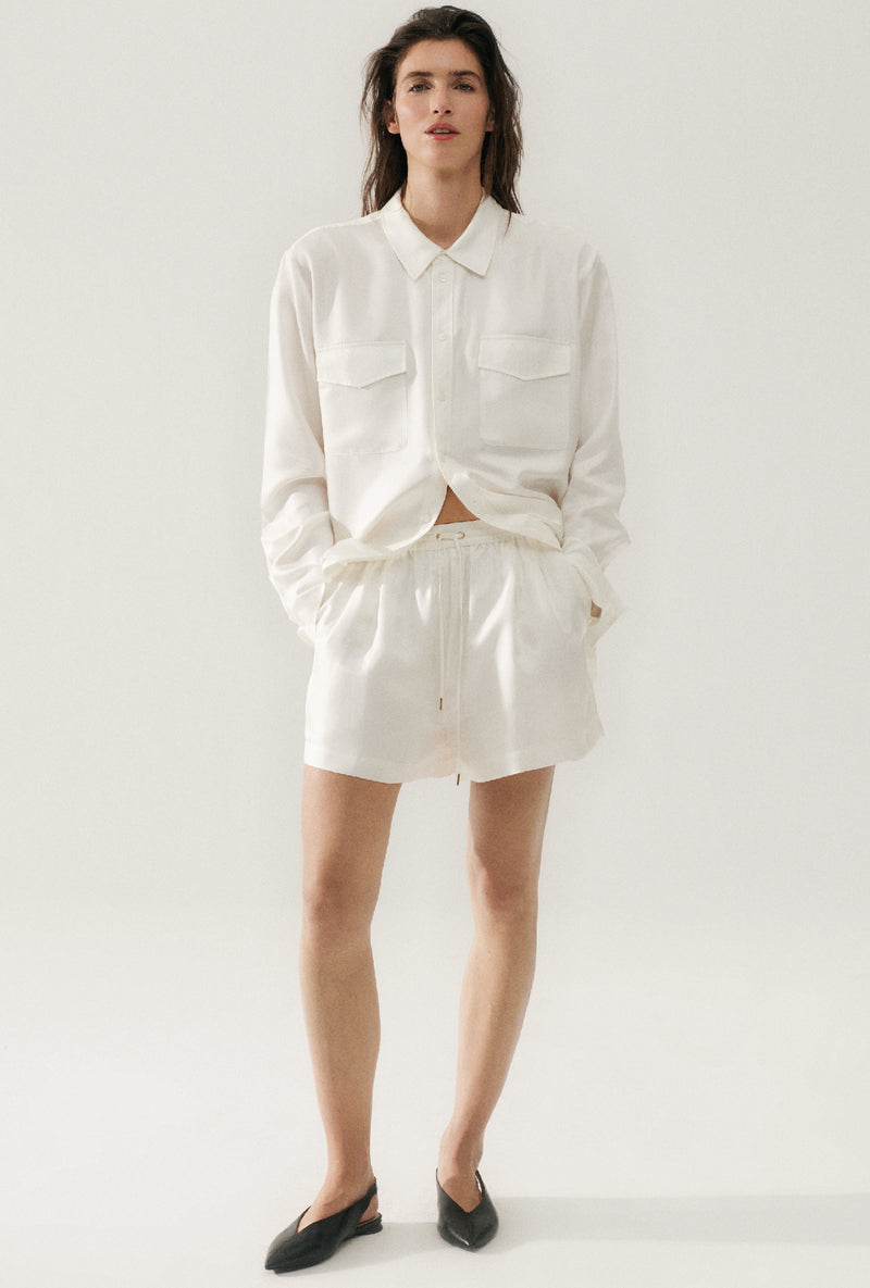 TWILL SLOUCH SHORTS WHITE