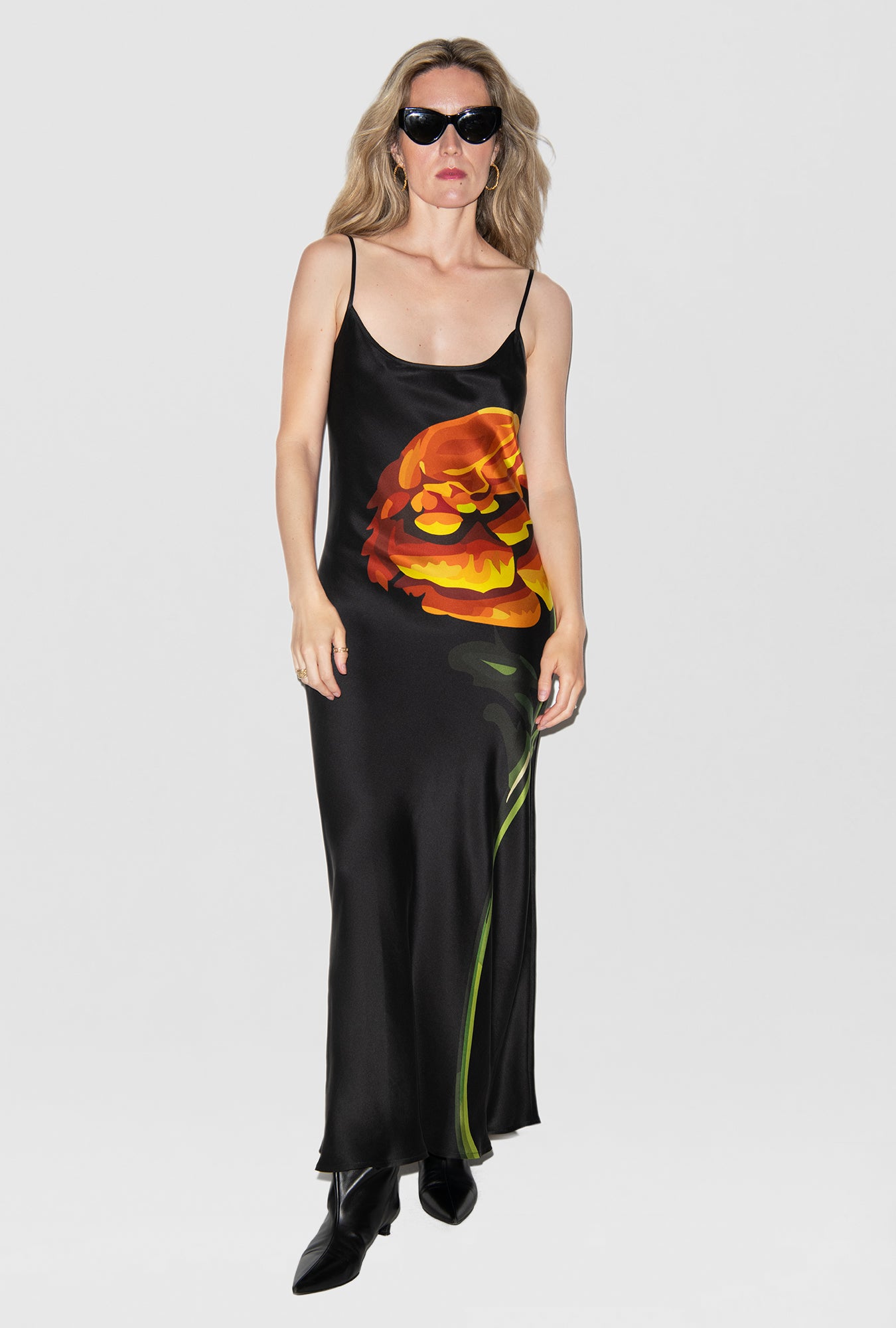 mame - Silk Lame Printed Sleeves I-Line Dressの通販 by