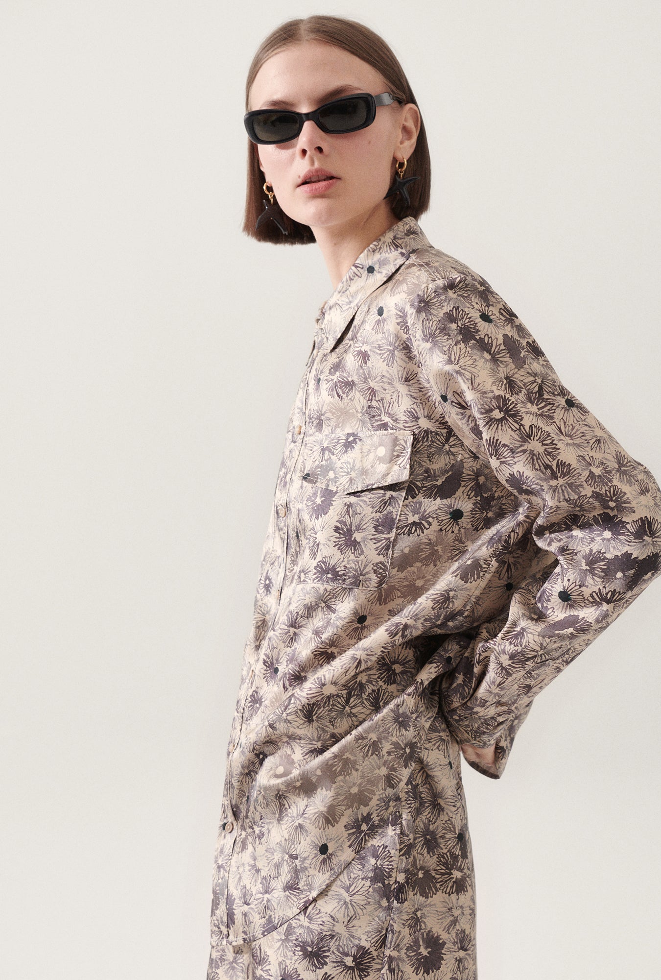 TWILL BOYFRIEND SHIRT ASTER FLORAL