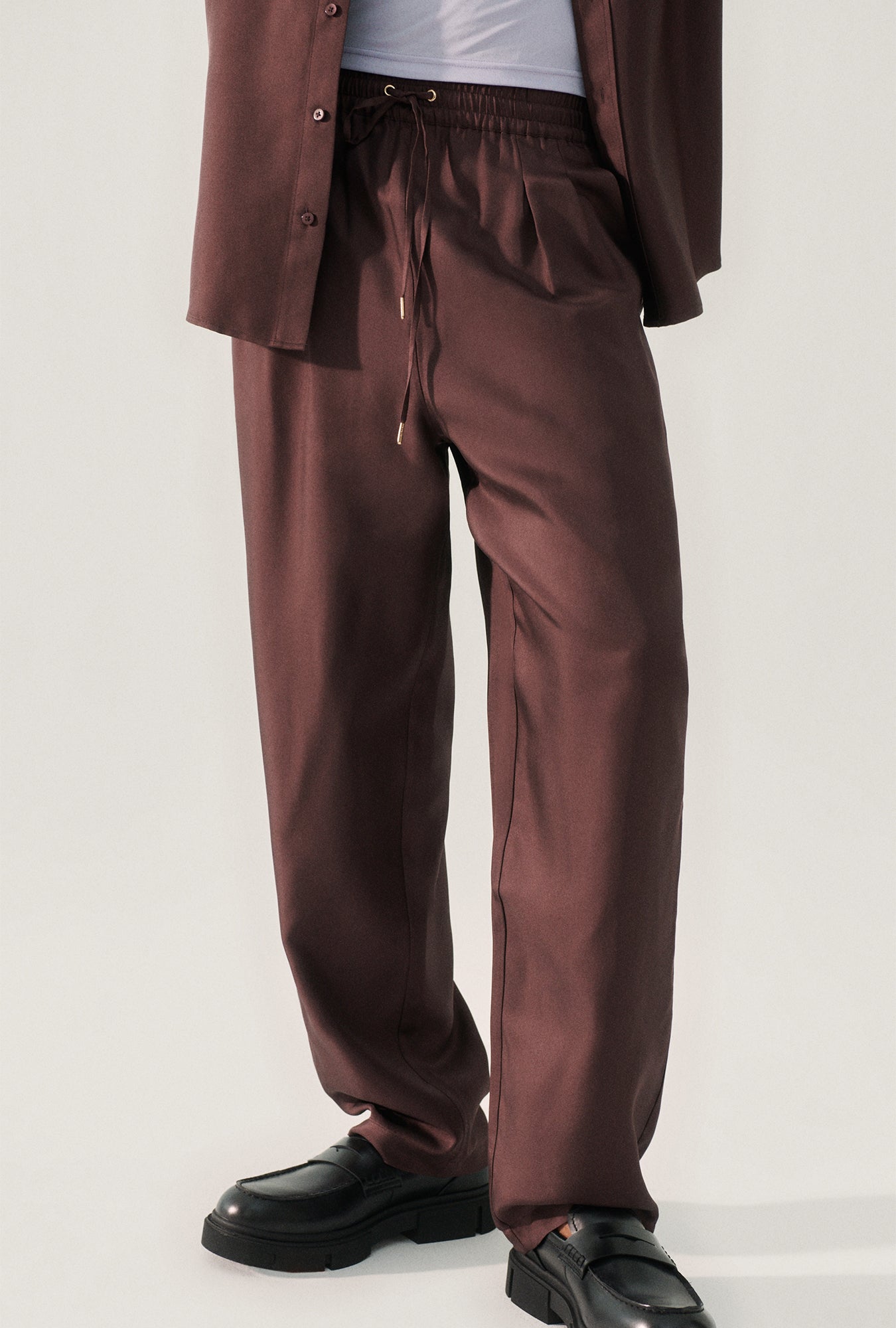 TWILL SLOUCH PANTS CACAO