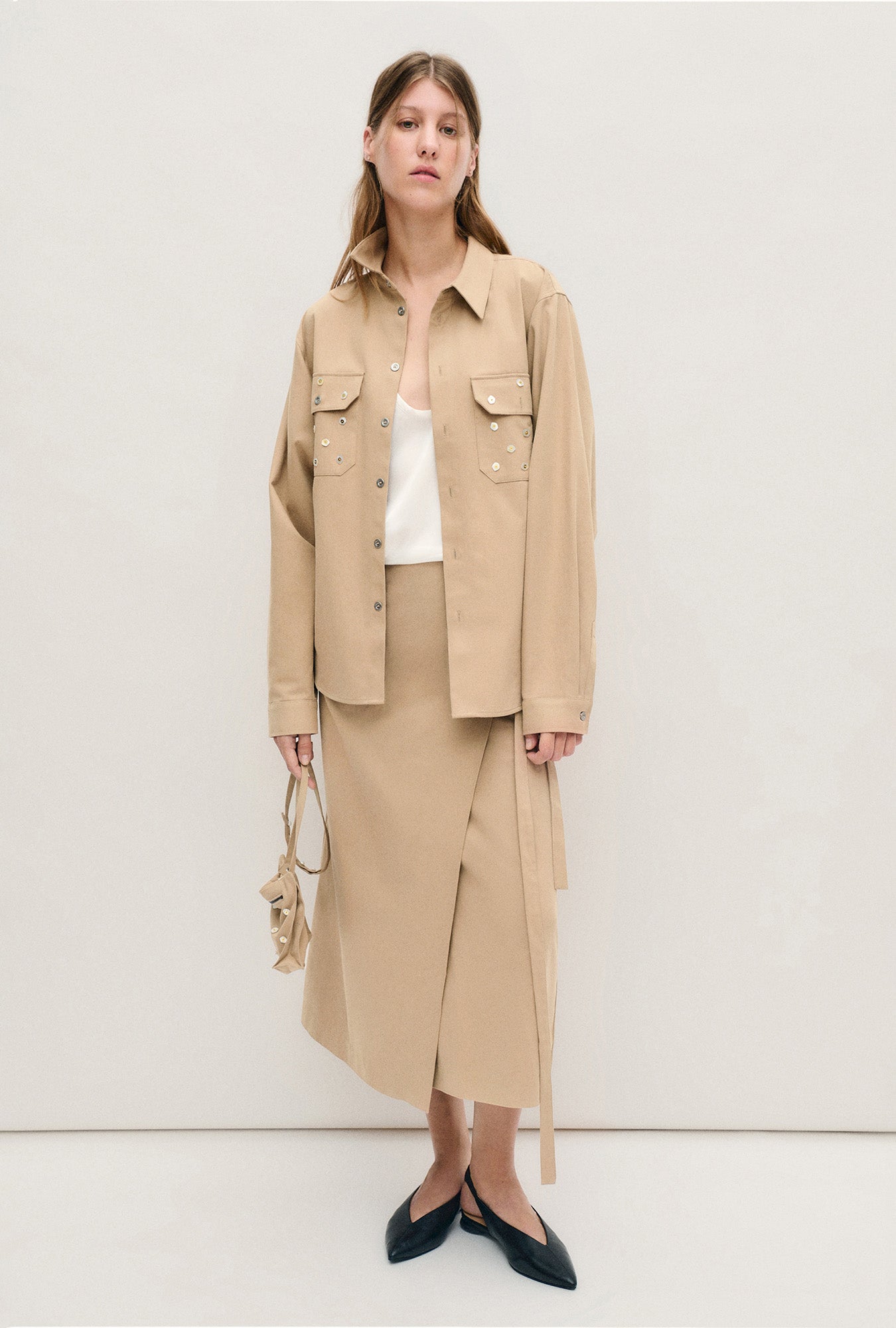 PEARL WRAP SKIRT SAND