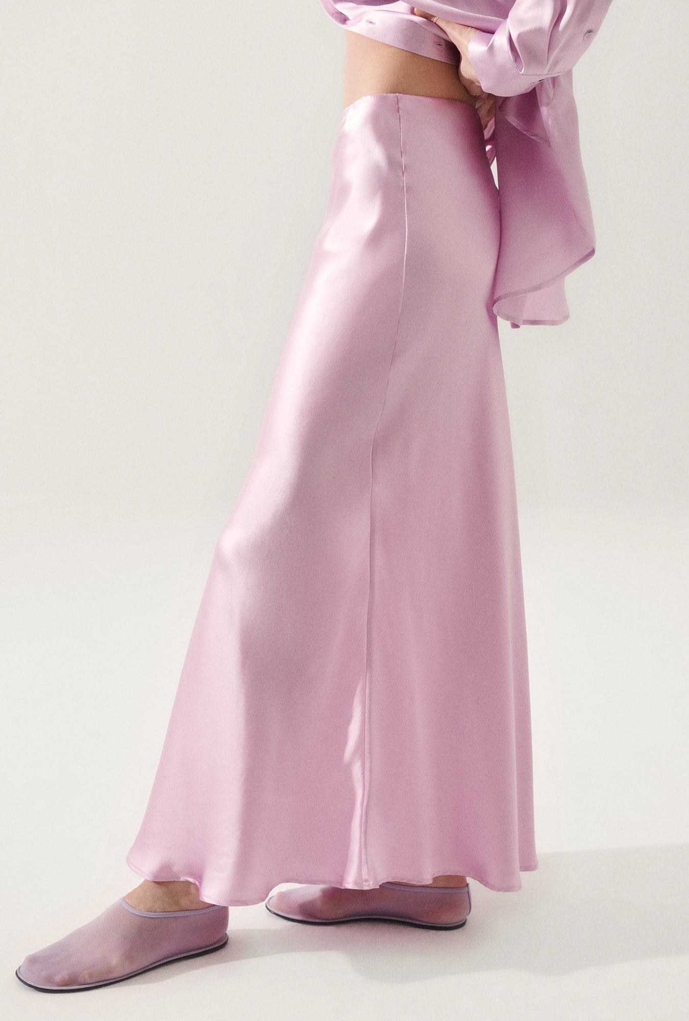 【関税込み】Silk Laundry ロングスカート LONG BIAS CUT SKIRT LILAC