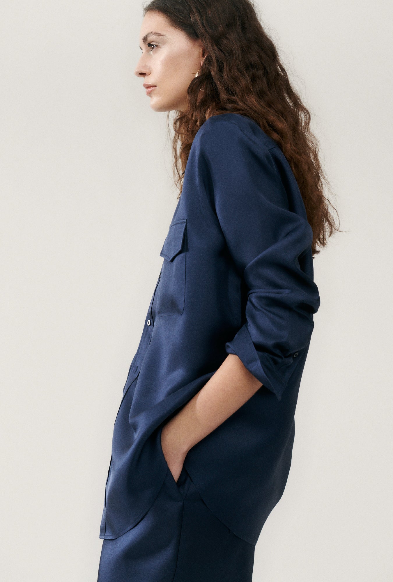 TWILL BOYFRIEND SHIRT MIDNIGHT