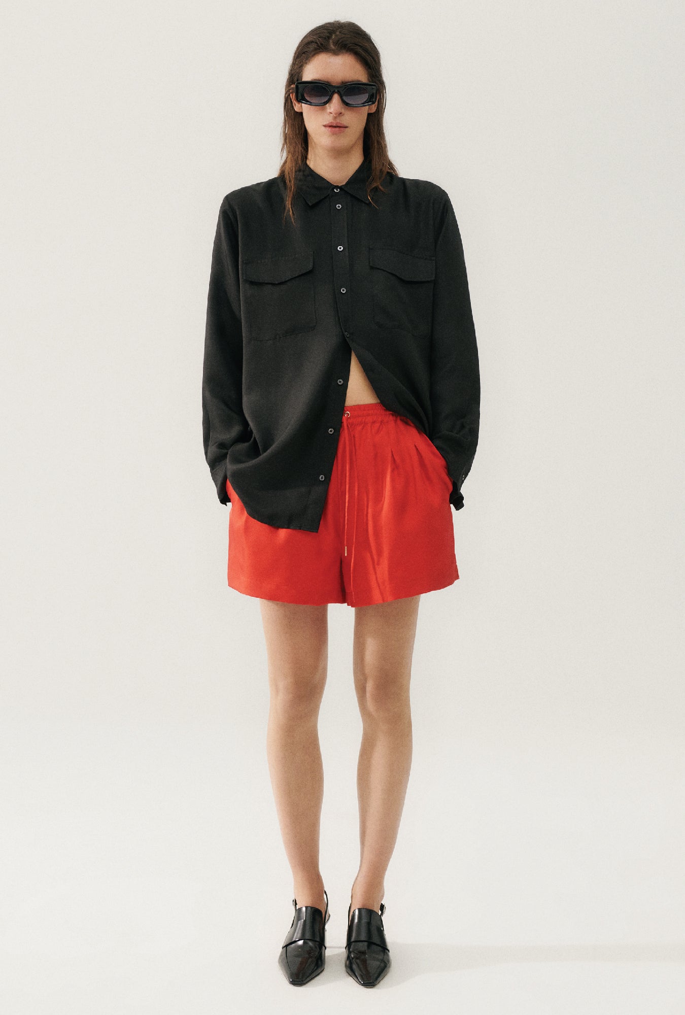 TWILL SLOUCH SHORTS POPPY