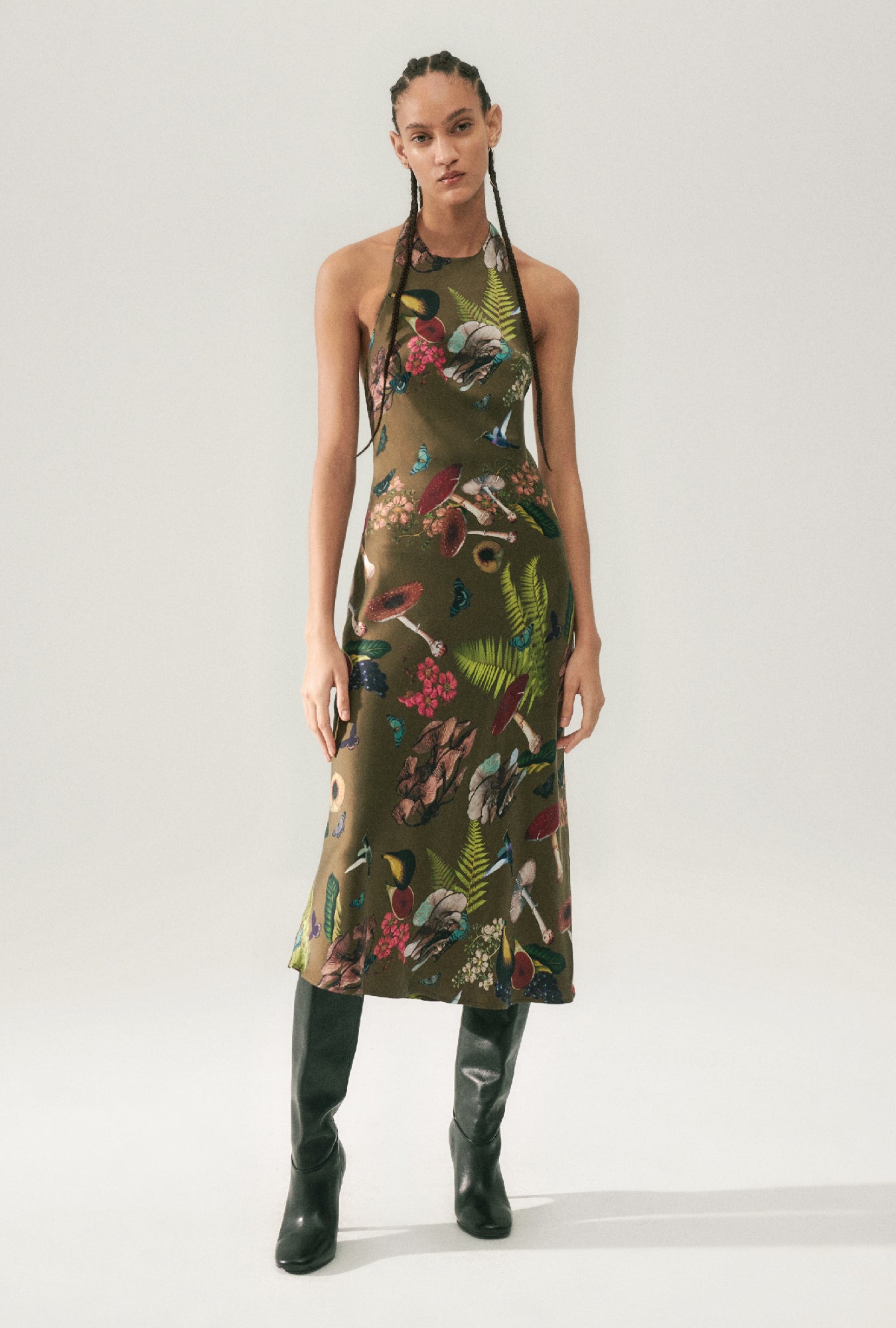 HALTER DRESS MAGIC MUSHROOM DARK EARTH