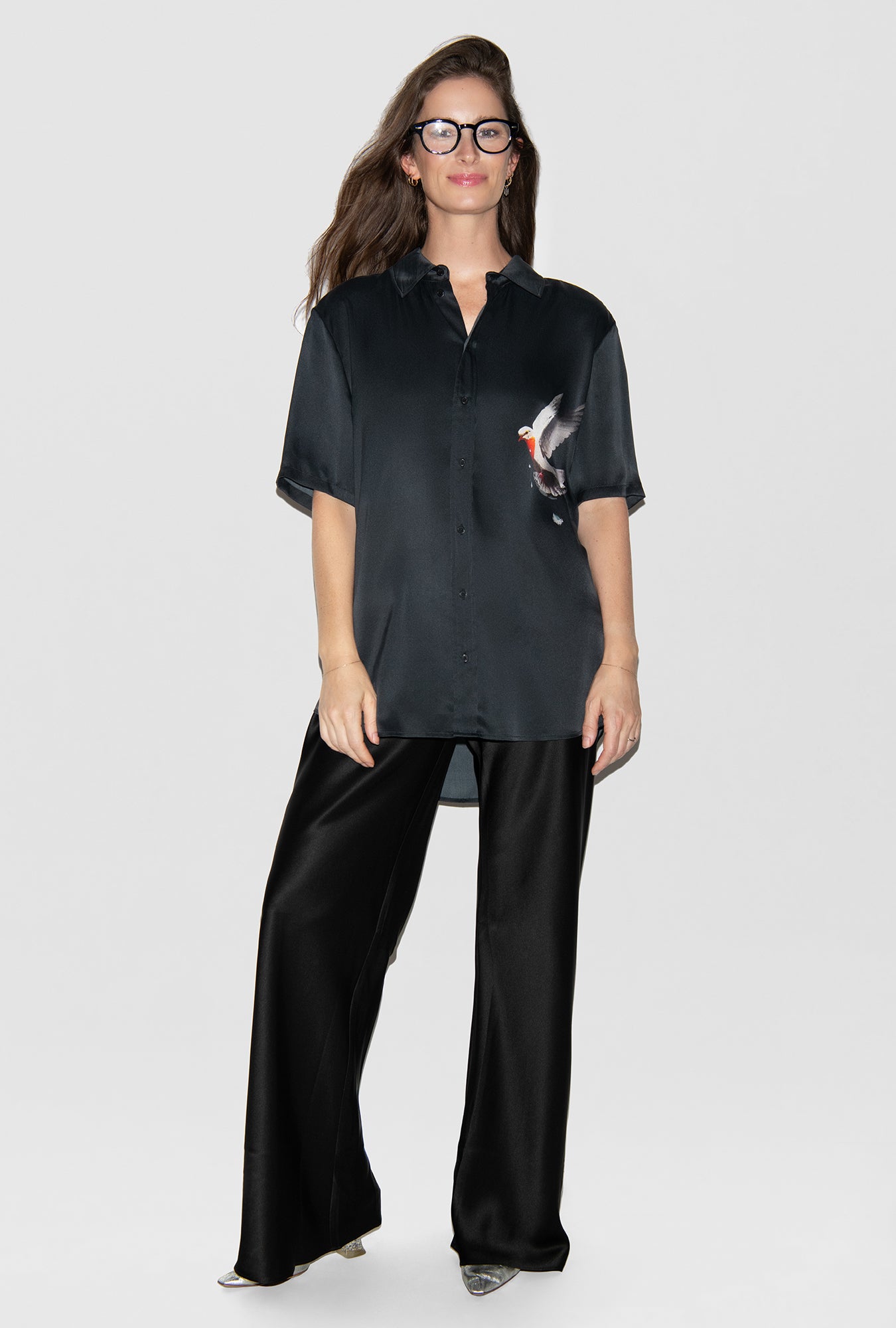 SHORT SLEEVE BOYFRIEND SHIRT BLEEDING DOVE