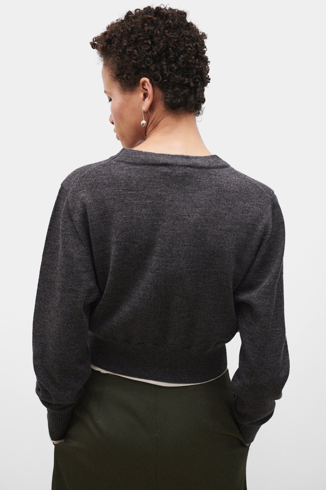 CROPPED CREWNECK GRANITE MELANGE