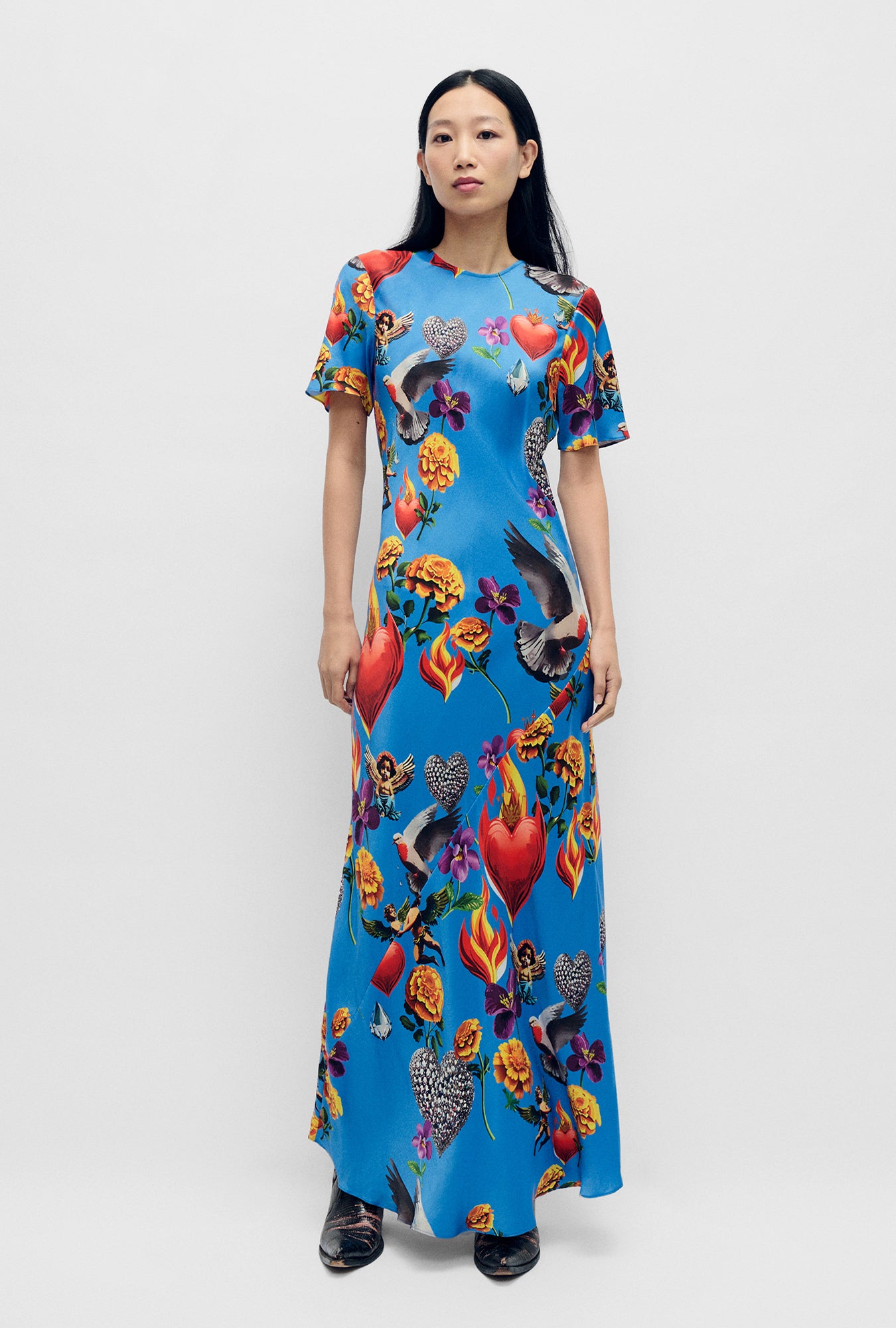 SHORT SLEEVE BIAS DRESS DEARLY BELOVED MIRAGE