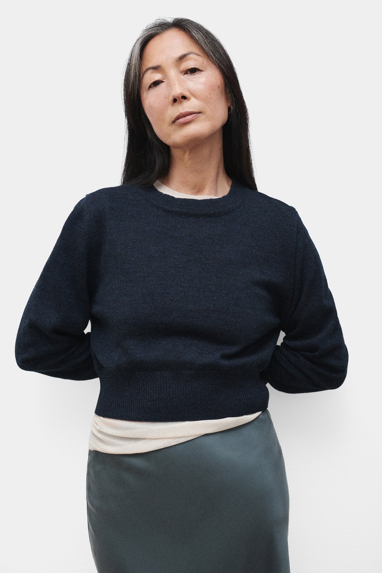 CROPPED CREWNECK AZUL MELANGE