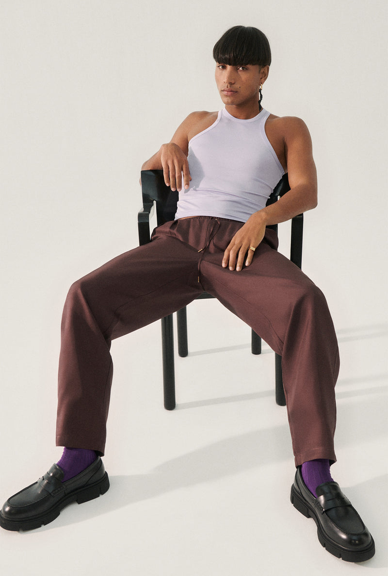 TWILL SLOUCH PANTS CACAO