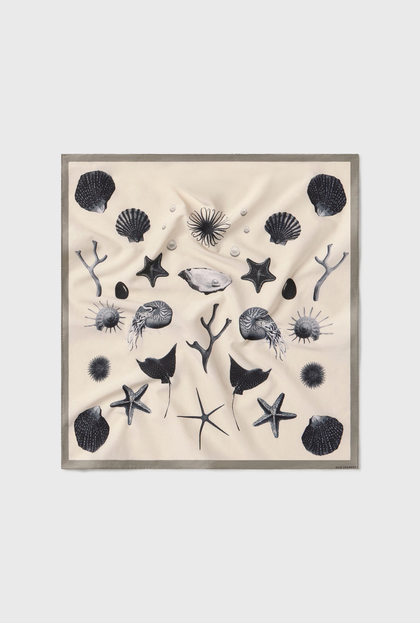 COTTON SILK SCARF SEASHELLS