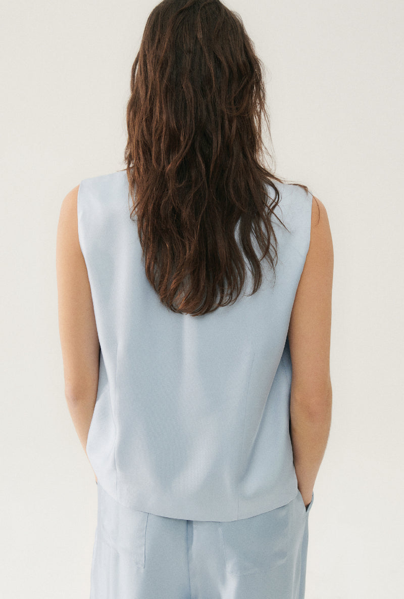 TWILL SLOUCH VEST SKY